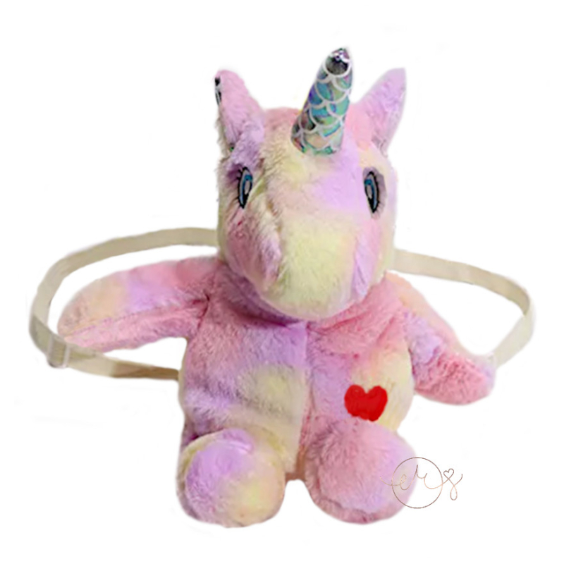 PLUCHE UNICORN RUGZAK PINK/YELLOW
